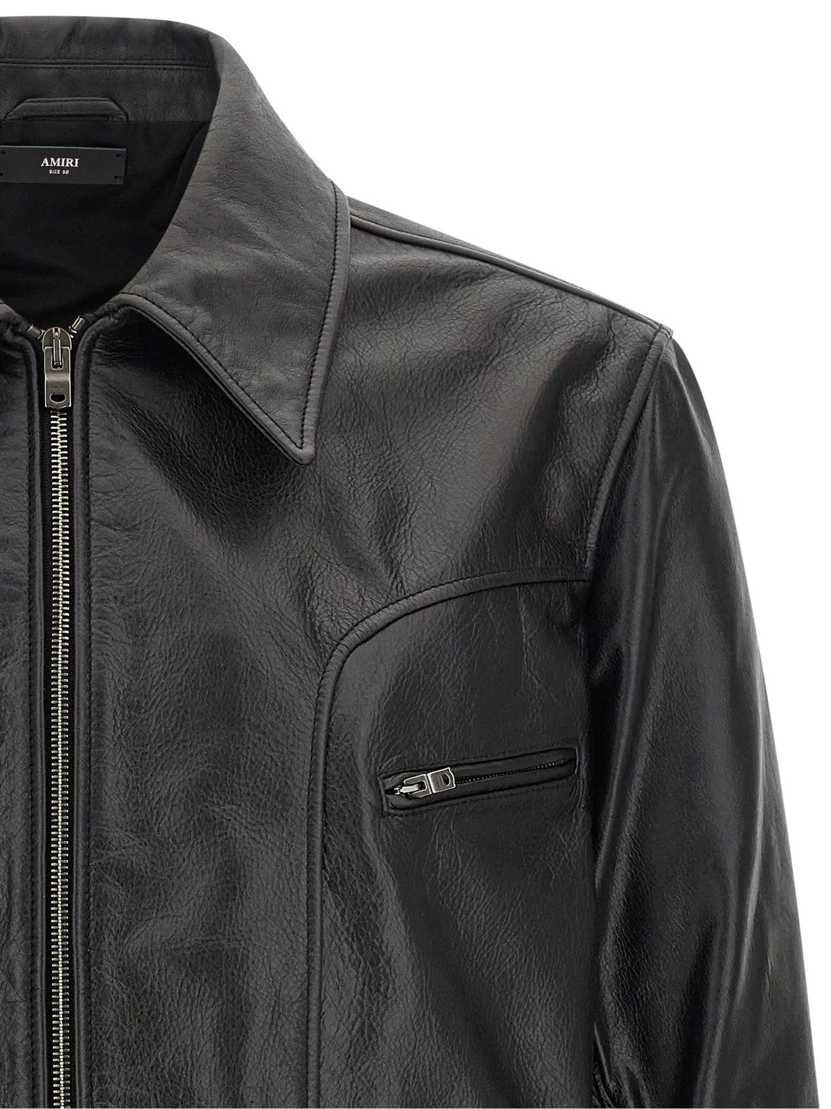 Veste en cuir de veau noir Amiri