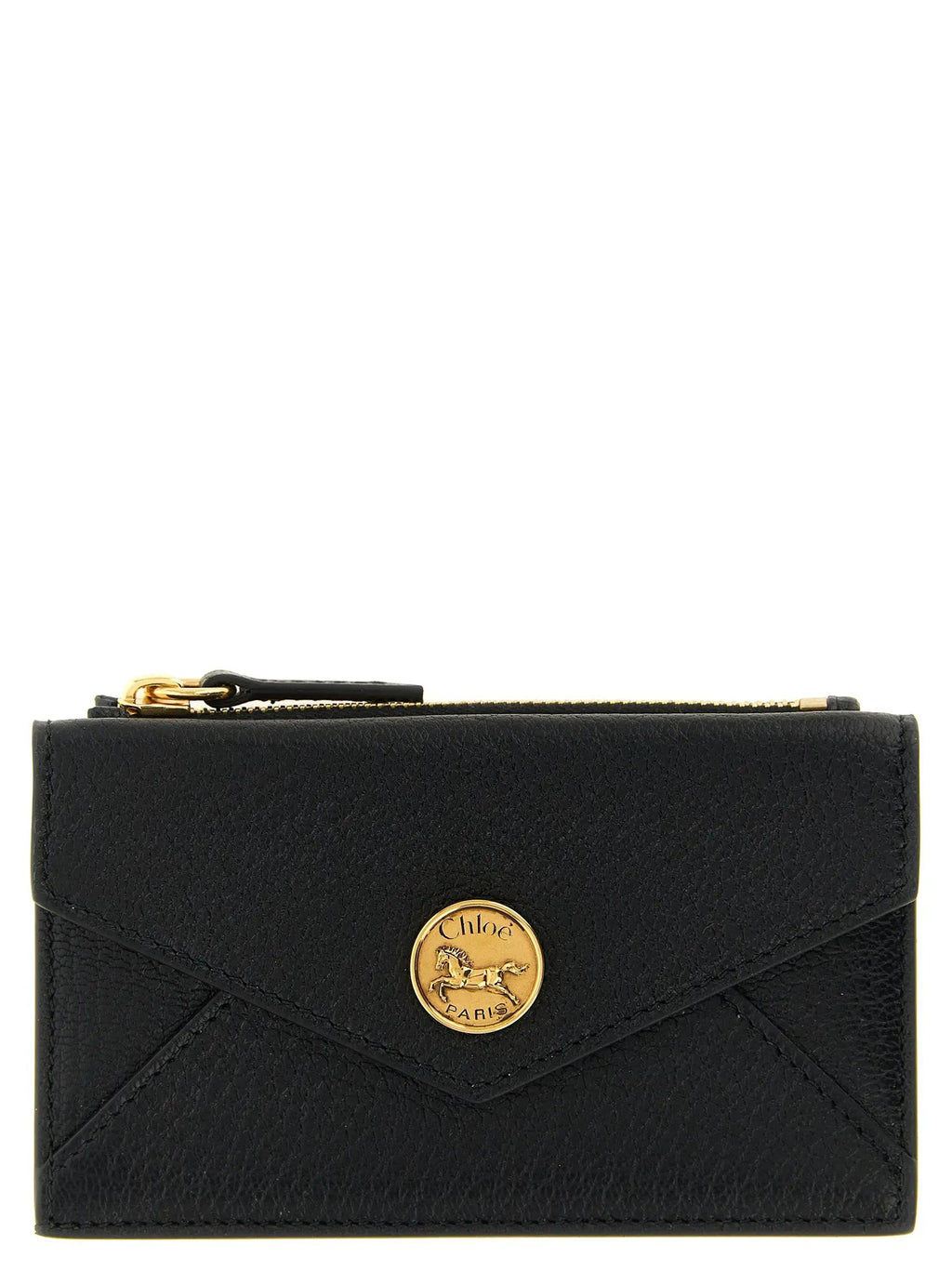 Porte-cartes Chloé en cuir de chèvre noir