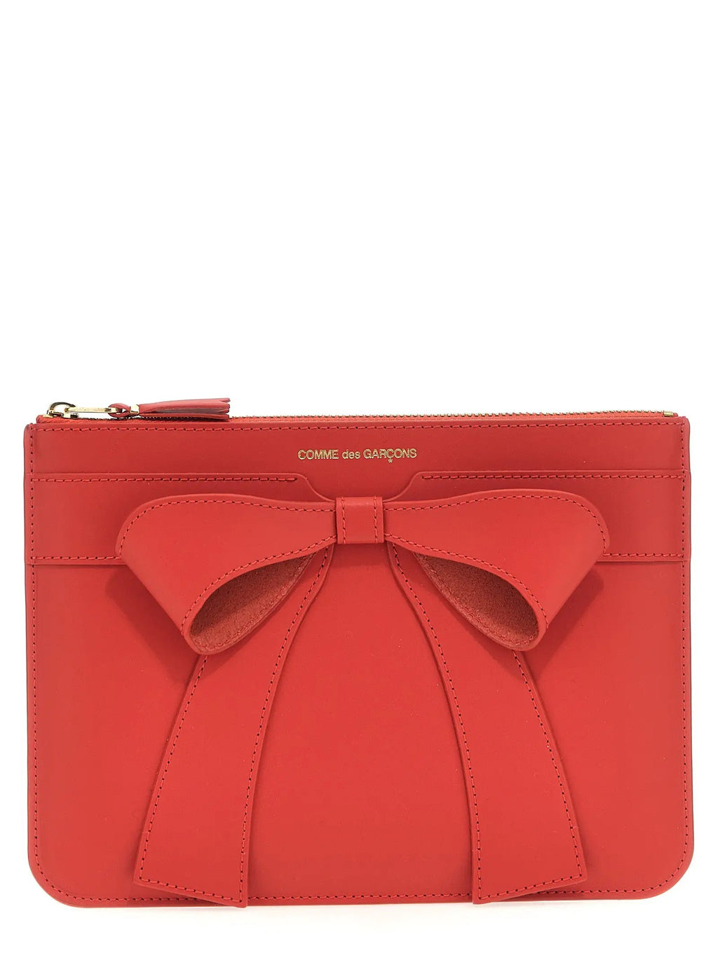 Porte-cartes en cuir de vachette rouge Comme des Garçons