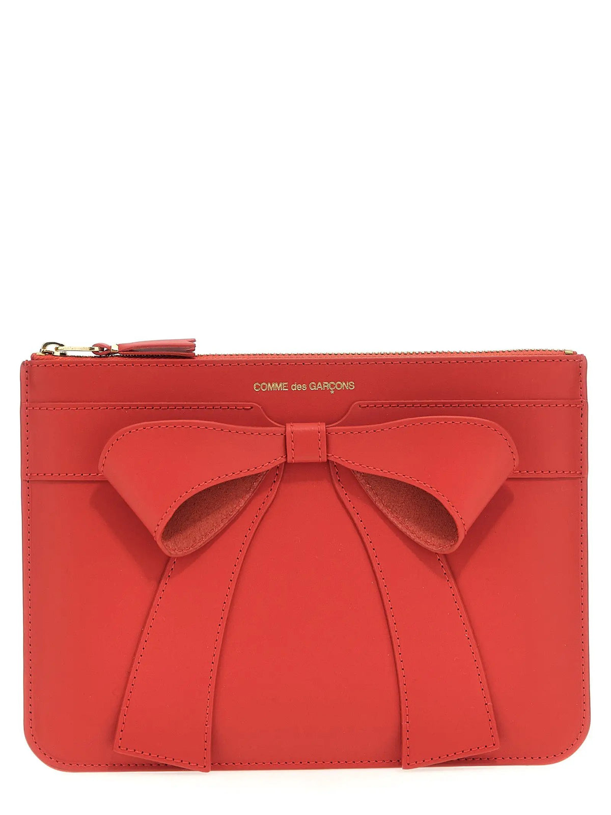 Porte-cartes en cuir de vachette rouge Comme des Garçons