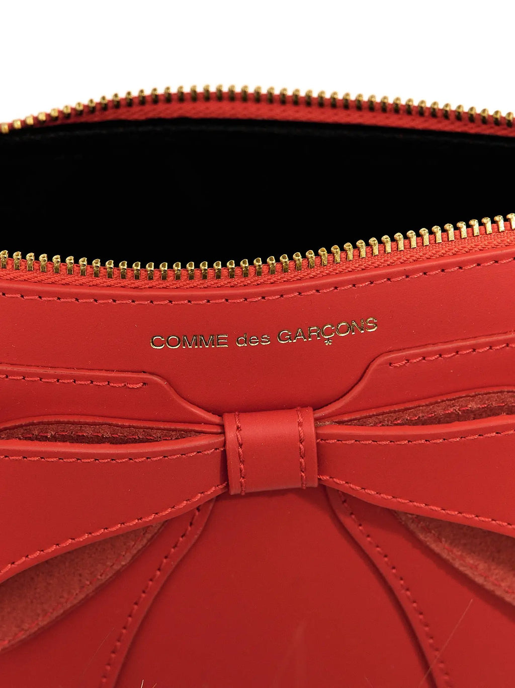 Porte-cartes en cuir de vachette rouge Comme des Garçons