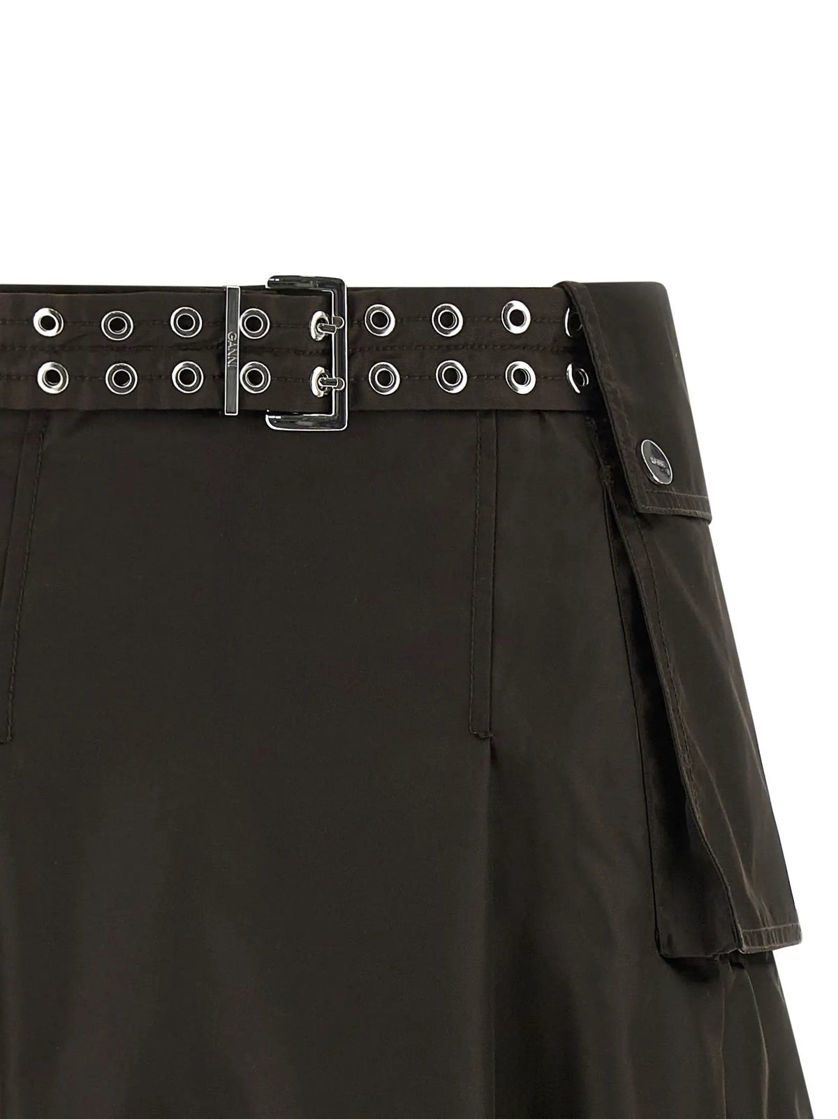 Ganni Brown Polyamide Midi Skirt