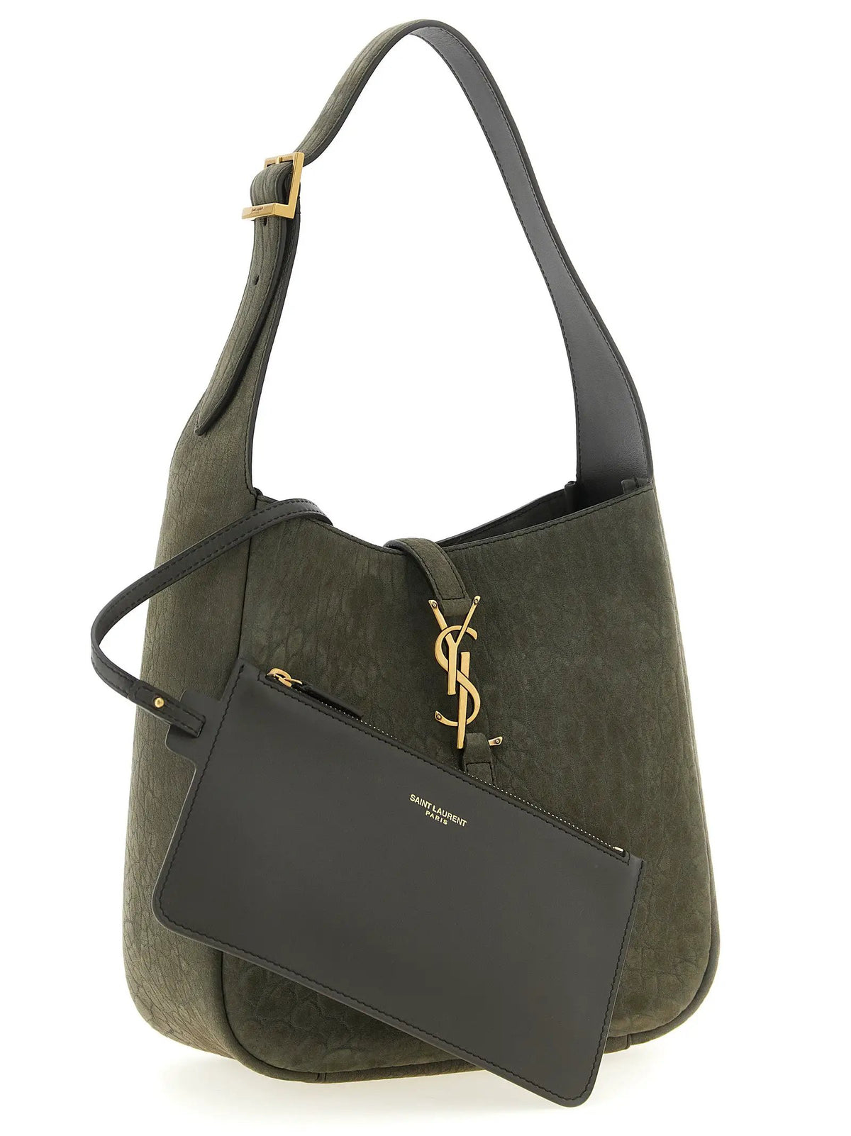 Sac à bandoulière en cuir d'agneau gris Saint Laurent