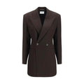 Veste longue Saint Laurent en laine marron, coupe oversize