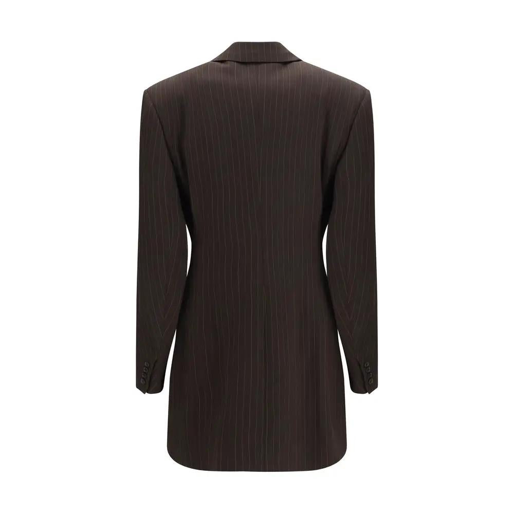 Veste longue Saint Laurent en laine marron, coupe oversize