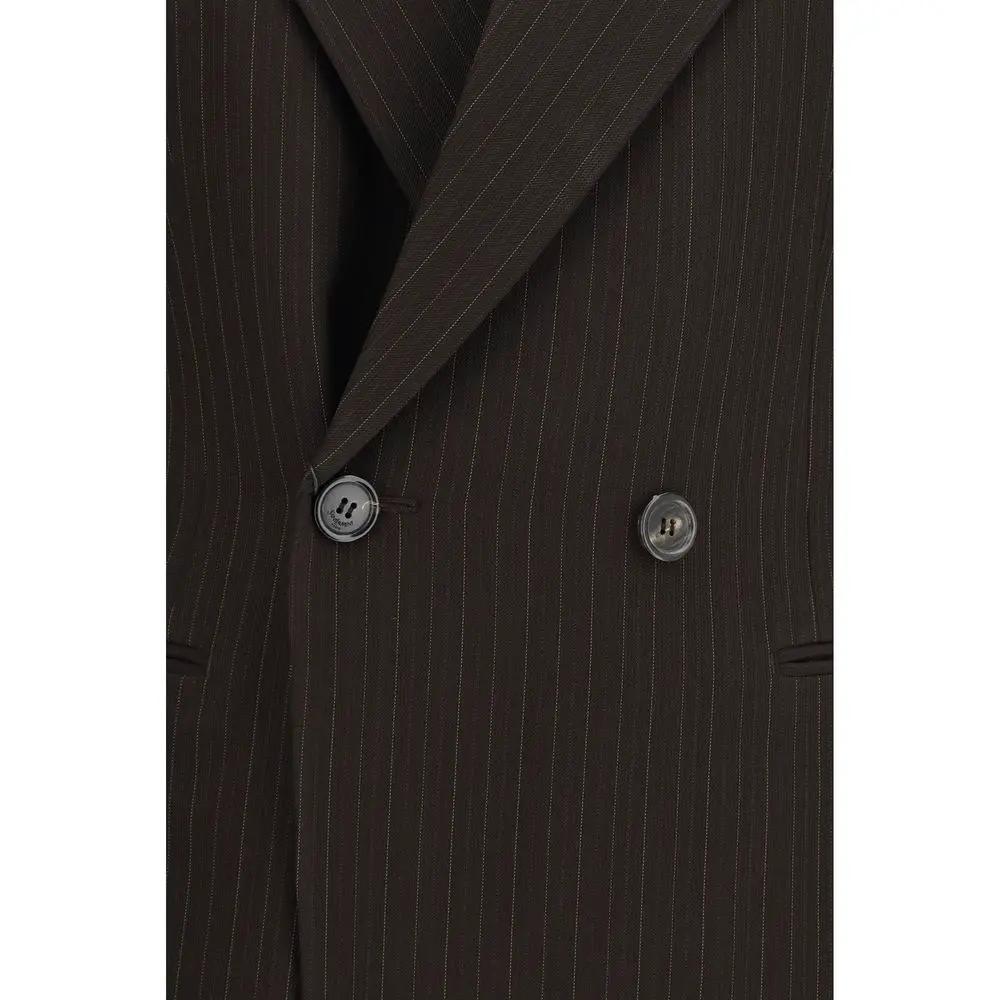 Veste longue Saint Laurent en laine marron, coupe oversize
