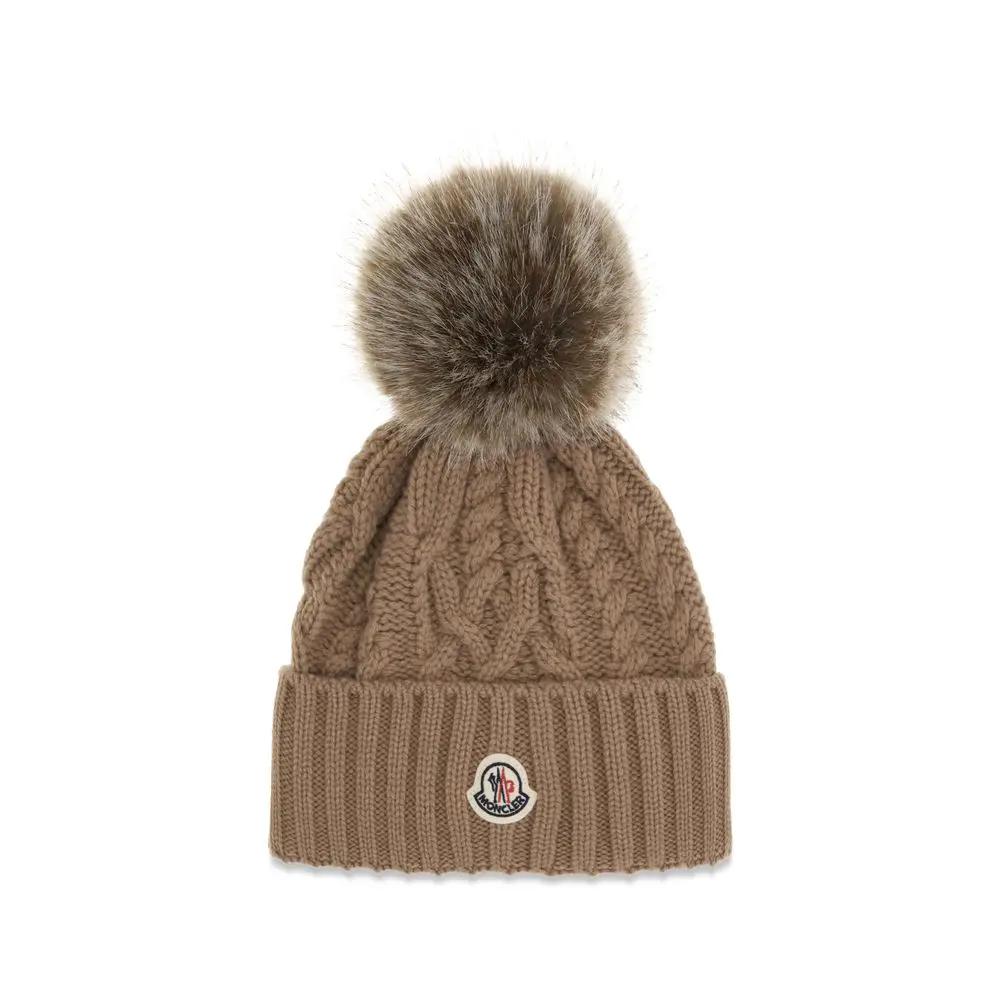 Moncler Brown Wool Oves Aries Beanie