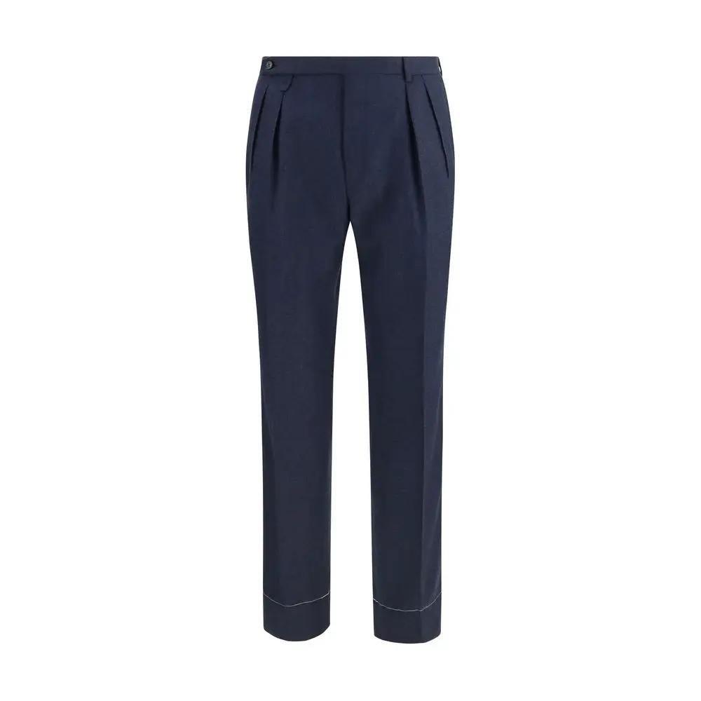 Pantalon décontracté Brioni en laine bleu Aries