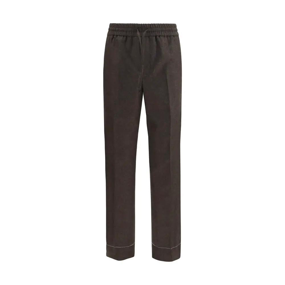 Pantalon décontracté Brioni en laine marron, modèle Aries