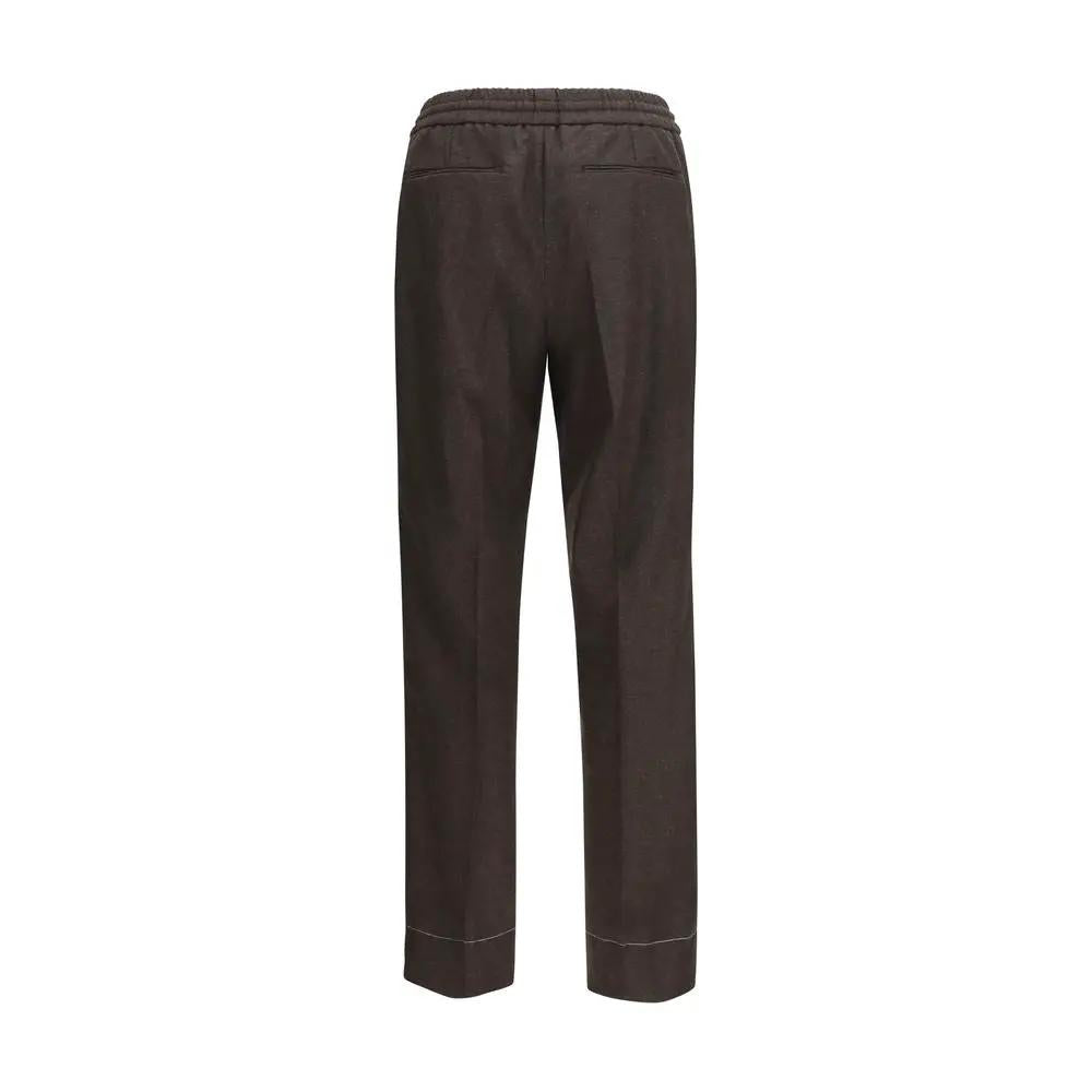 Pantalon décontracté Brioni en laine marron, modèle Aries