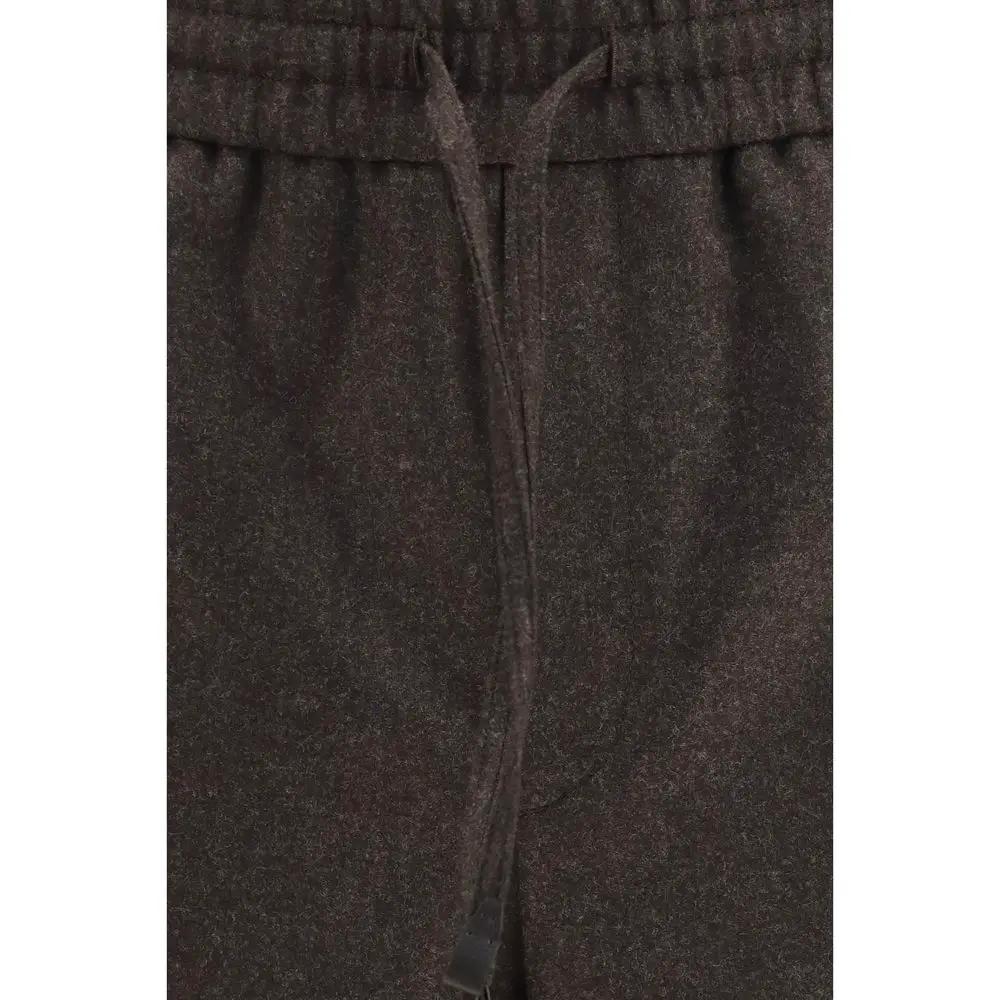Pantalon décontracté Brioni en laine marron, modèle Aries