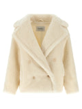Max Mara White Alpaca Leather Coat