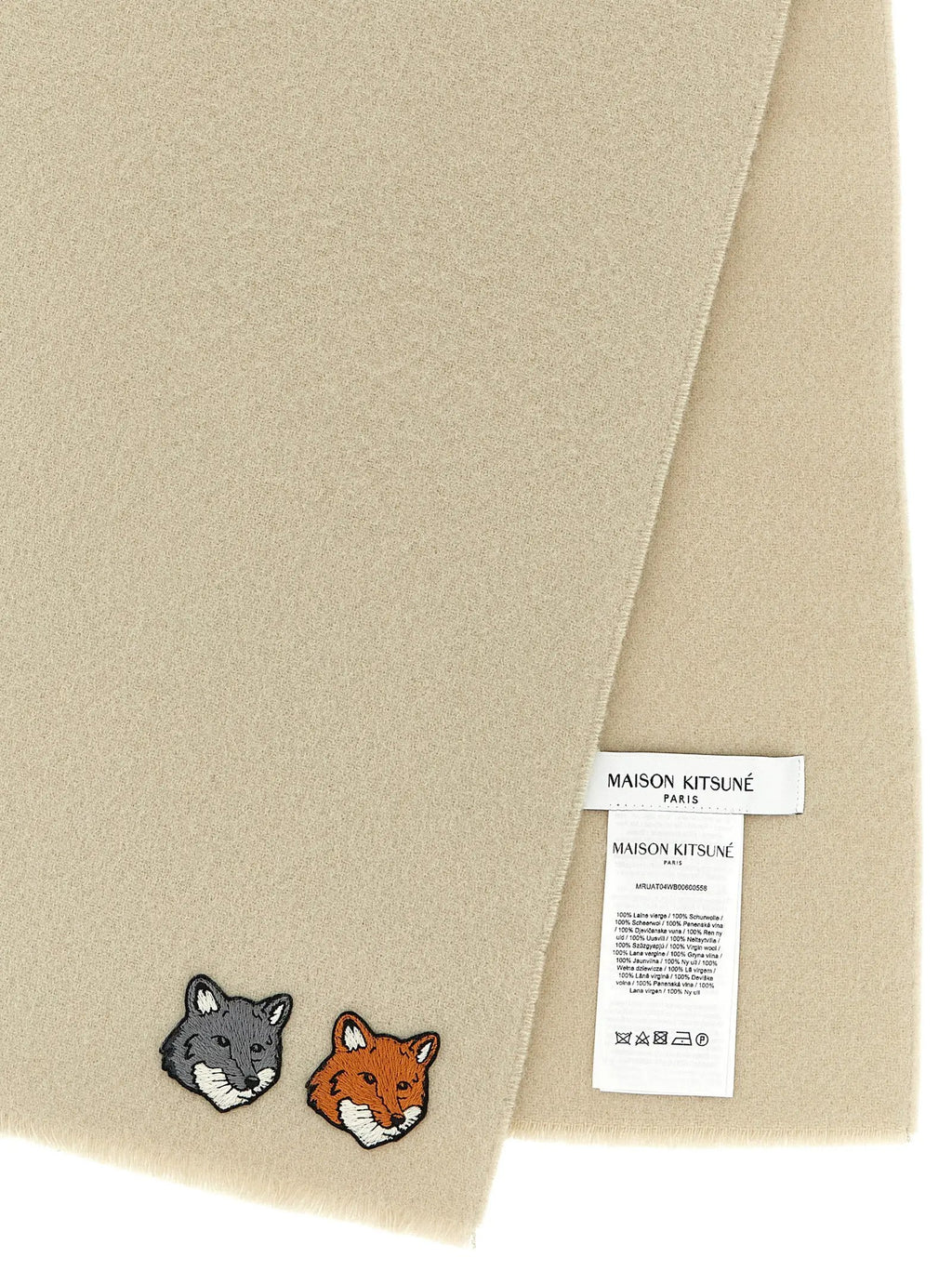 Écharpe en laine vierge blanche Maison Kitsuné
