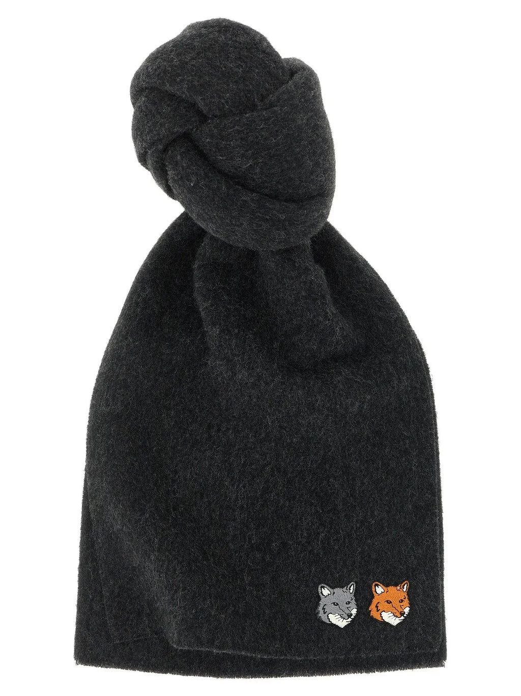 Écharpe en laine vierge grise Maison Kitsuné