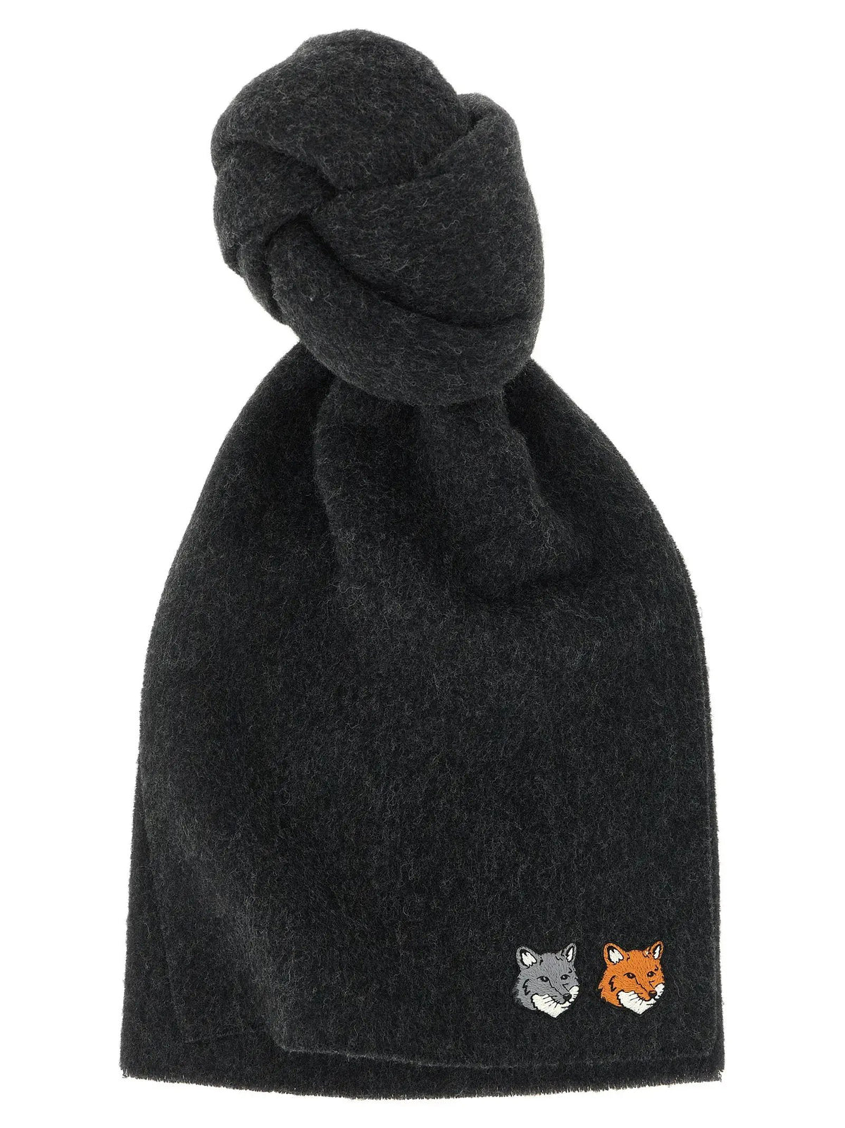 Écharpe en laine vierge grise Maison Kitsuné