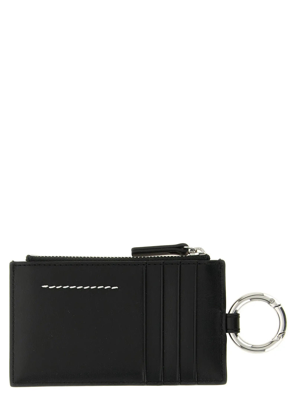 Porte-cartes MM6 Maison Margiela en cuir de veau noir
