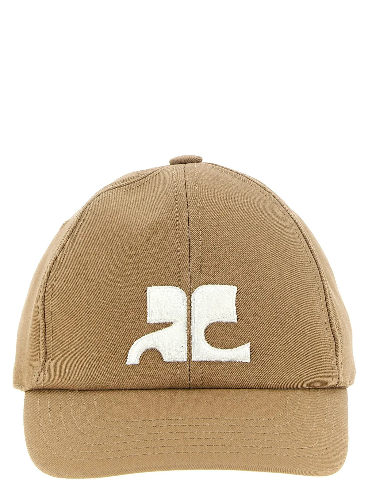 Casquette de baseball en coton beige Courrèges