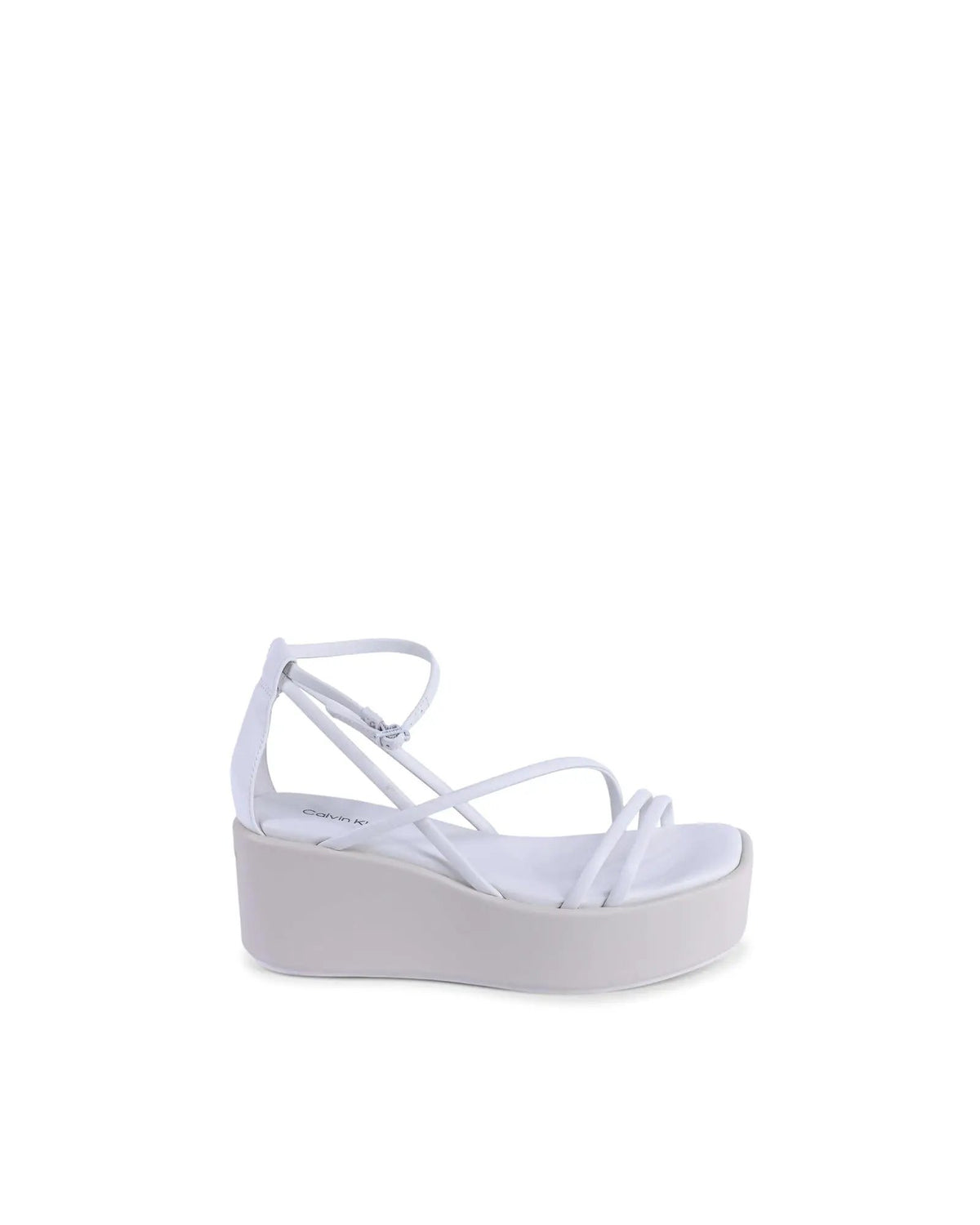 Calvin Klein White Leather Platform Sandals