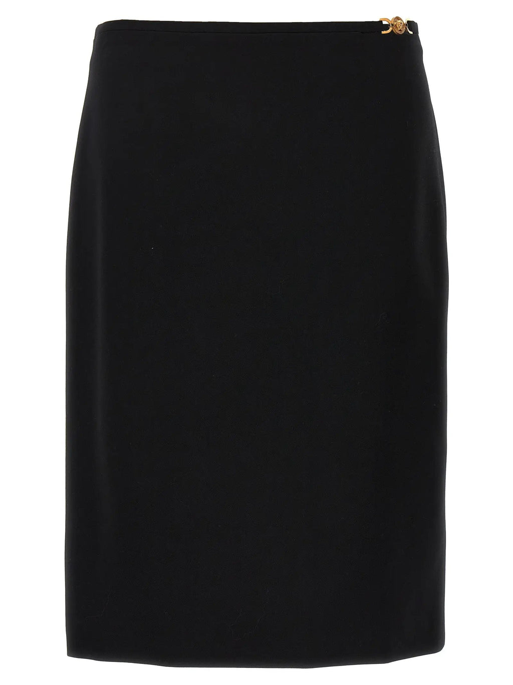 Versace Black Virgin Wool Midi Skirt