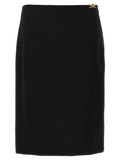 Versace Black Virgin Wool Midi Skirt