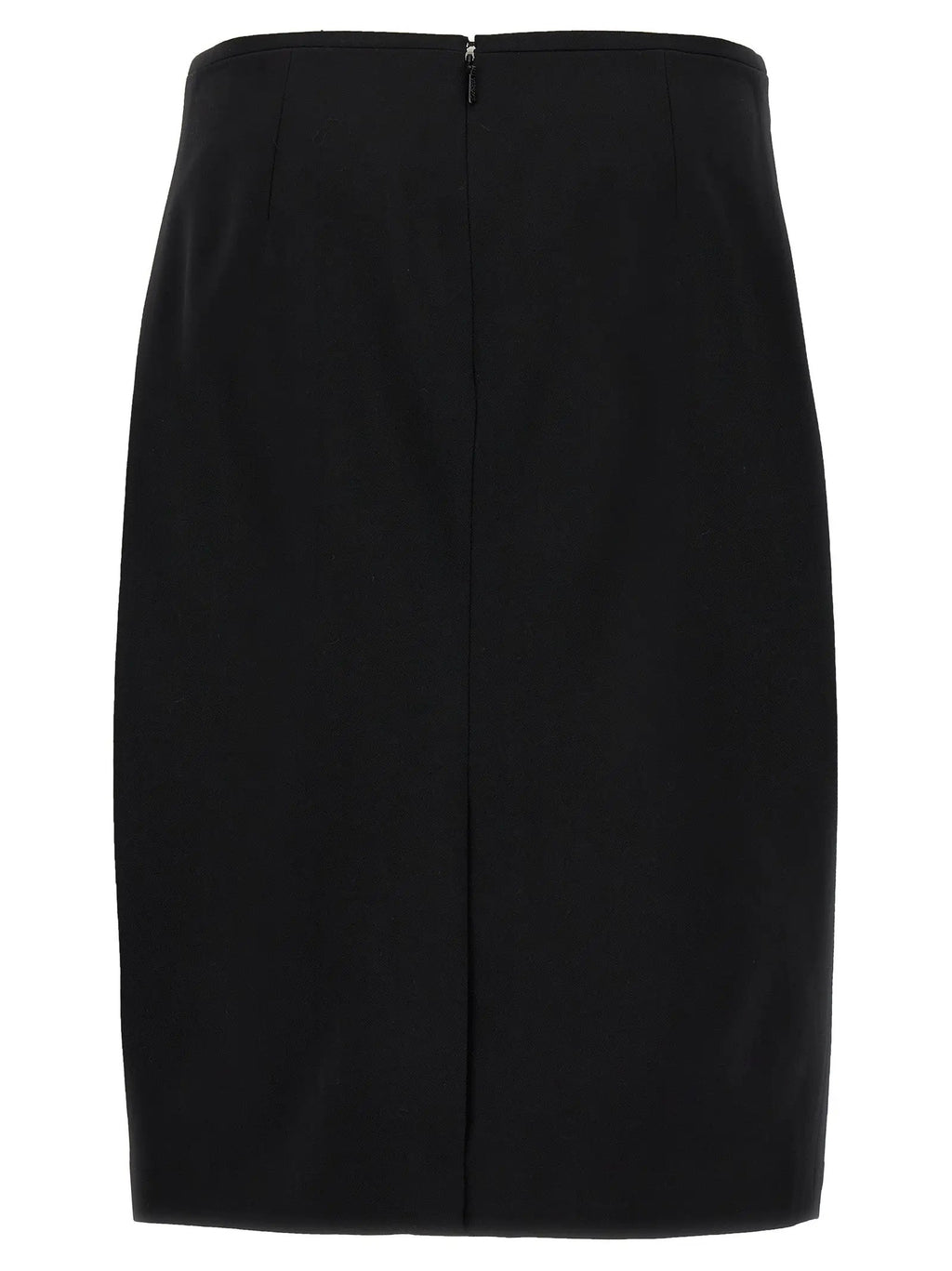 Versace Black Virgin Wool Midi Skirt
