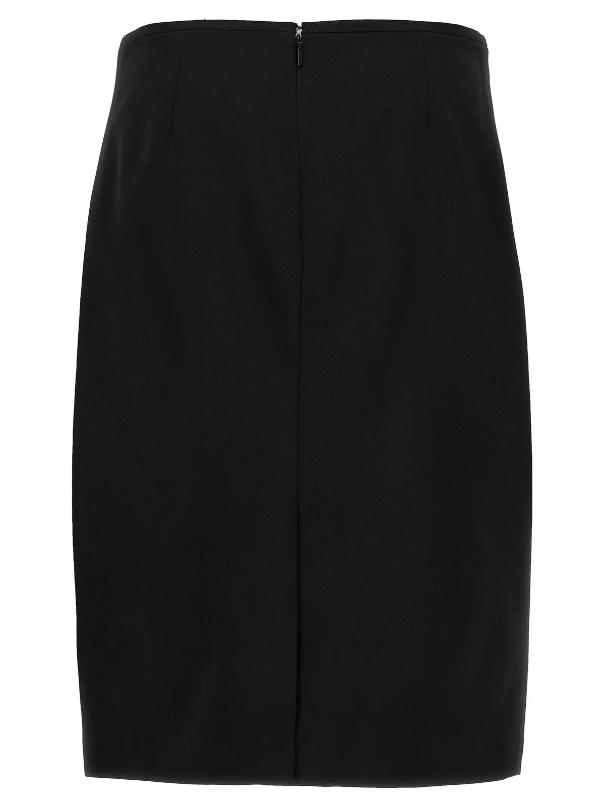 Versace Black Virgin Wool Midi Skirt