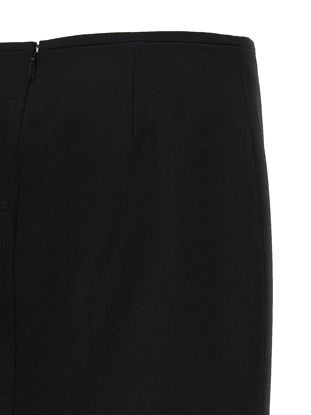 Versace Black Virgin Wool Midi Skirt
