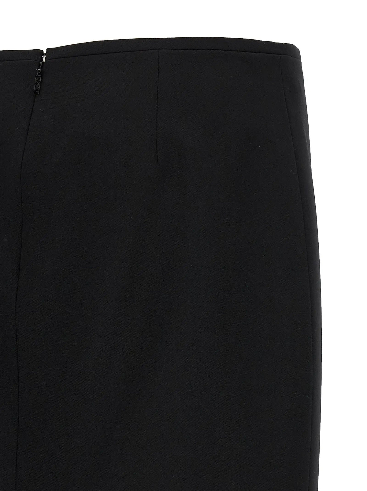 Versace Black Virgin Wool Midi Skirt