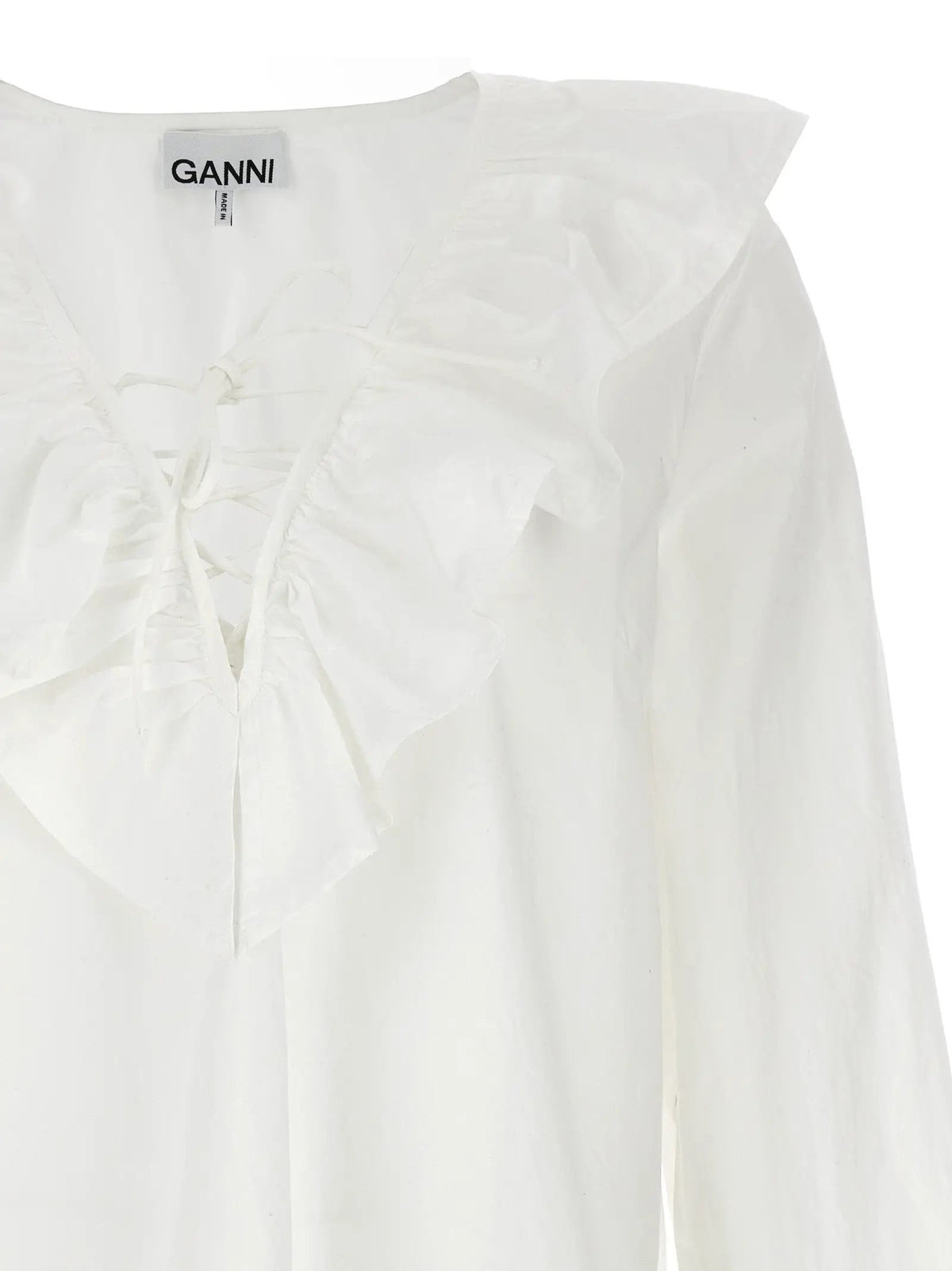 Ganni White Cotton Blouse
