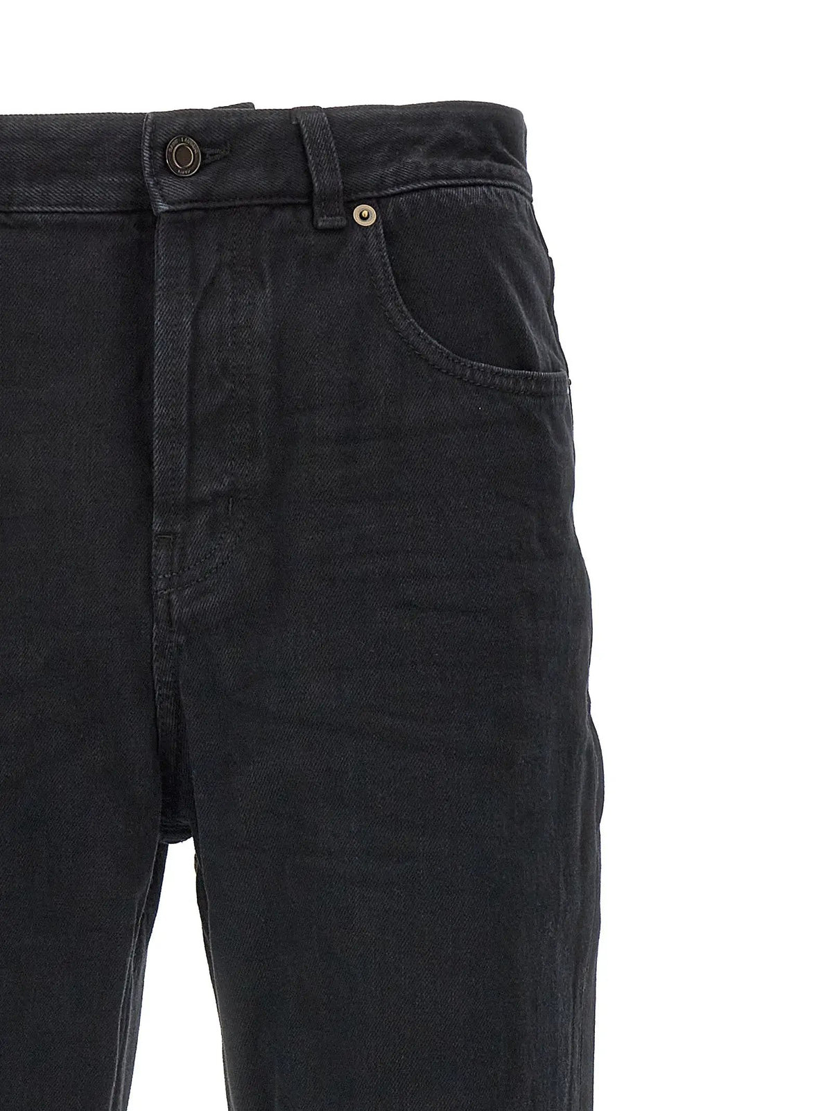 Saint Laurent Black Cotton Straight-Leg Jeans
