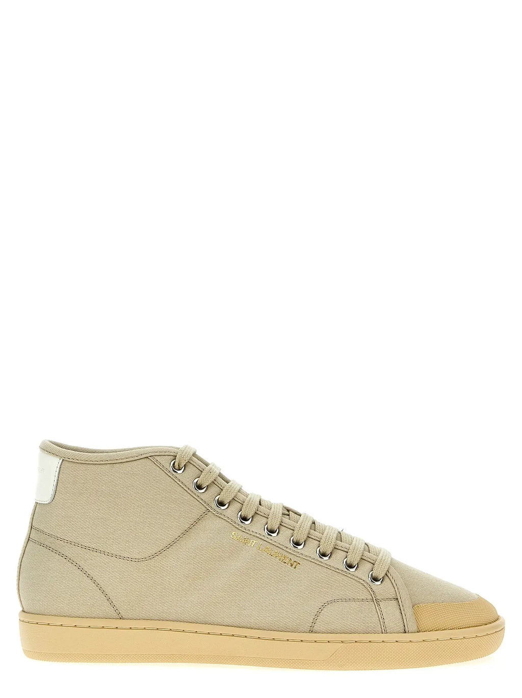 Saint Laurent Saint Laurent Beige Cotton High Top Sneakers