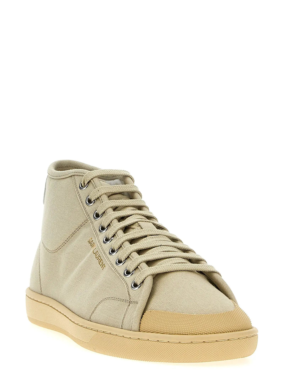 Saint Laurent Saint Laurent Beige Cotton High Top Sneakers