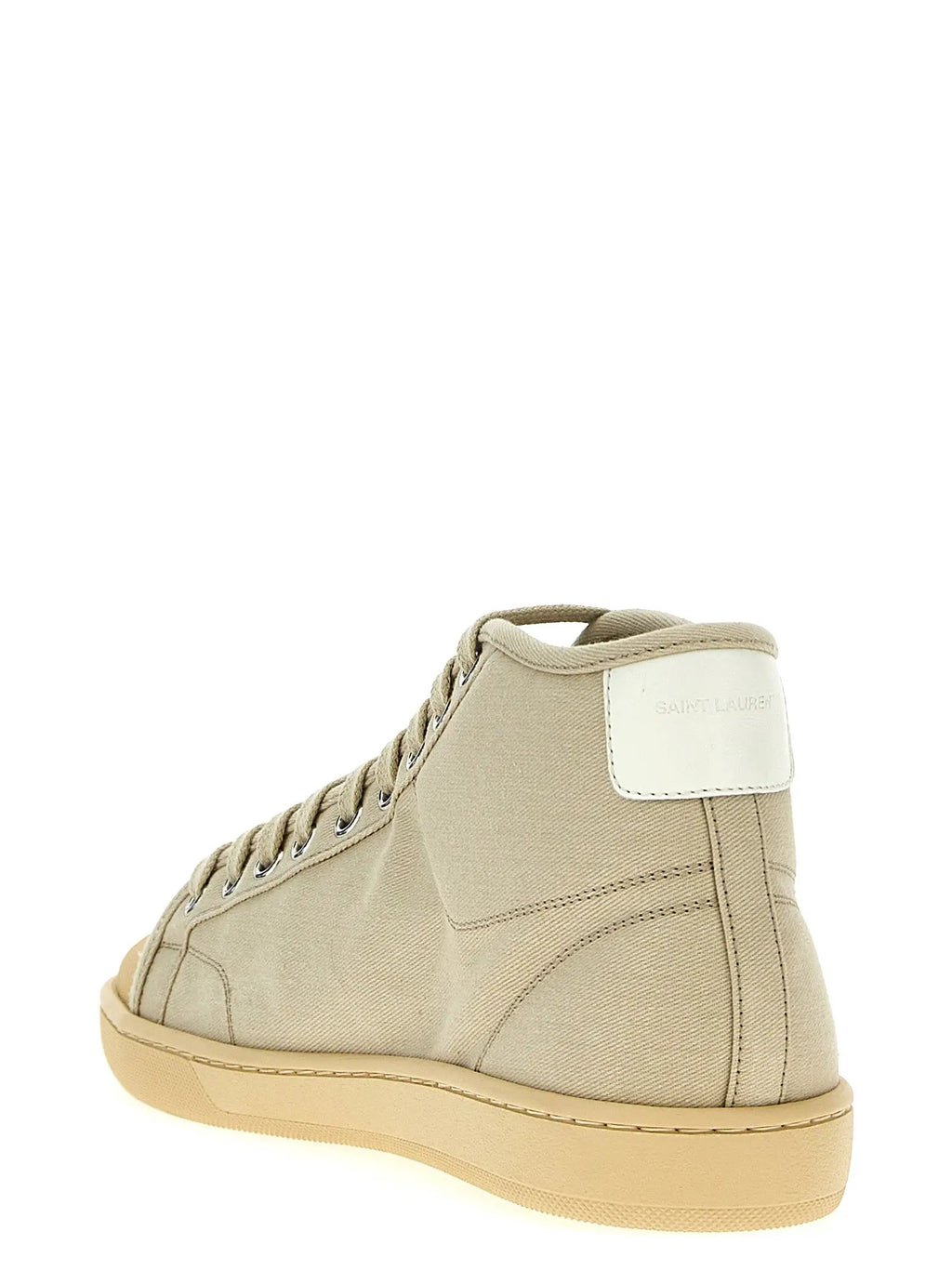Saint Laurent Saint Laurent Beige Cotton High Top Sneakers
