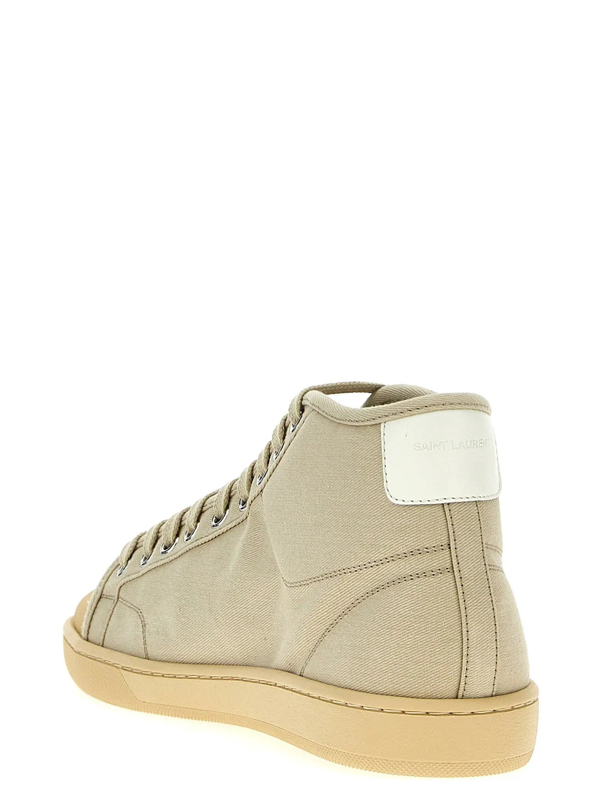 Saint Laurent Saint Laurent Beige Cotton High Top Sneakers
