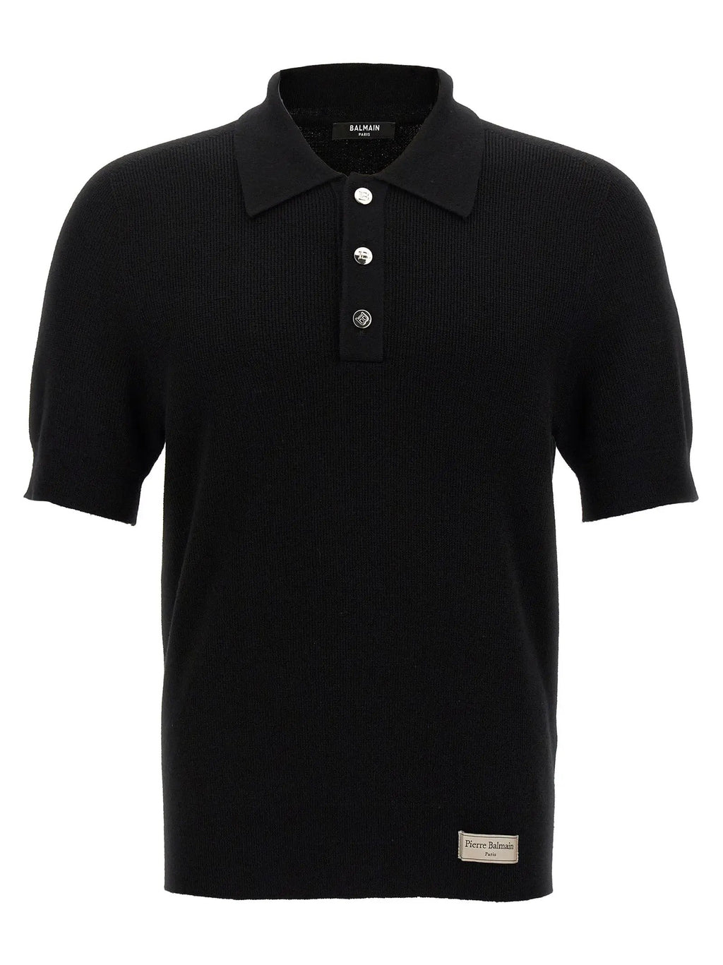 Balmain Balmain Black Merino Wool Polo Shirt