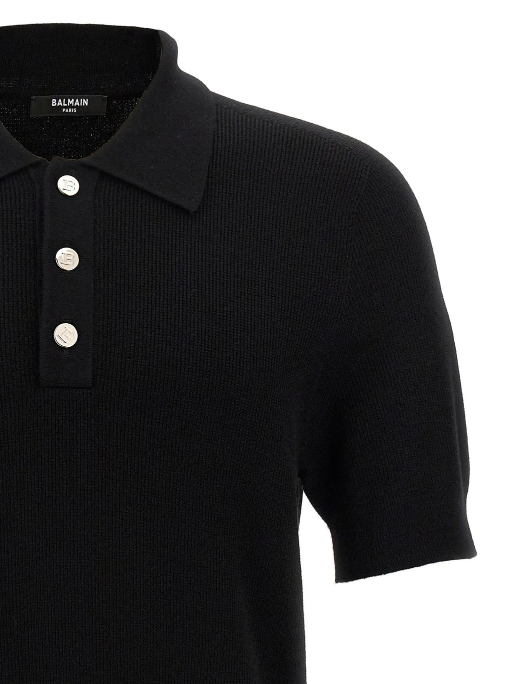 Balmain Balmain Black Merino Wool Polo Shirt