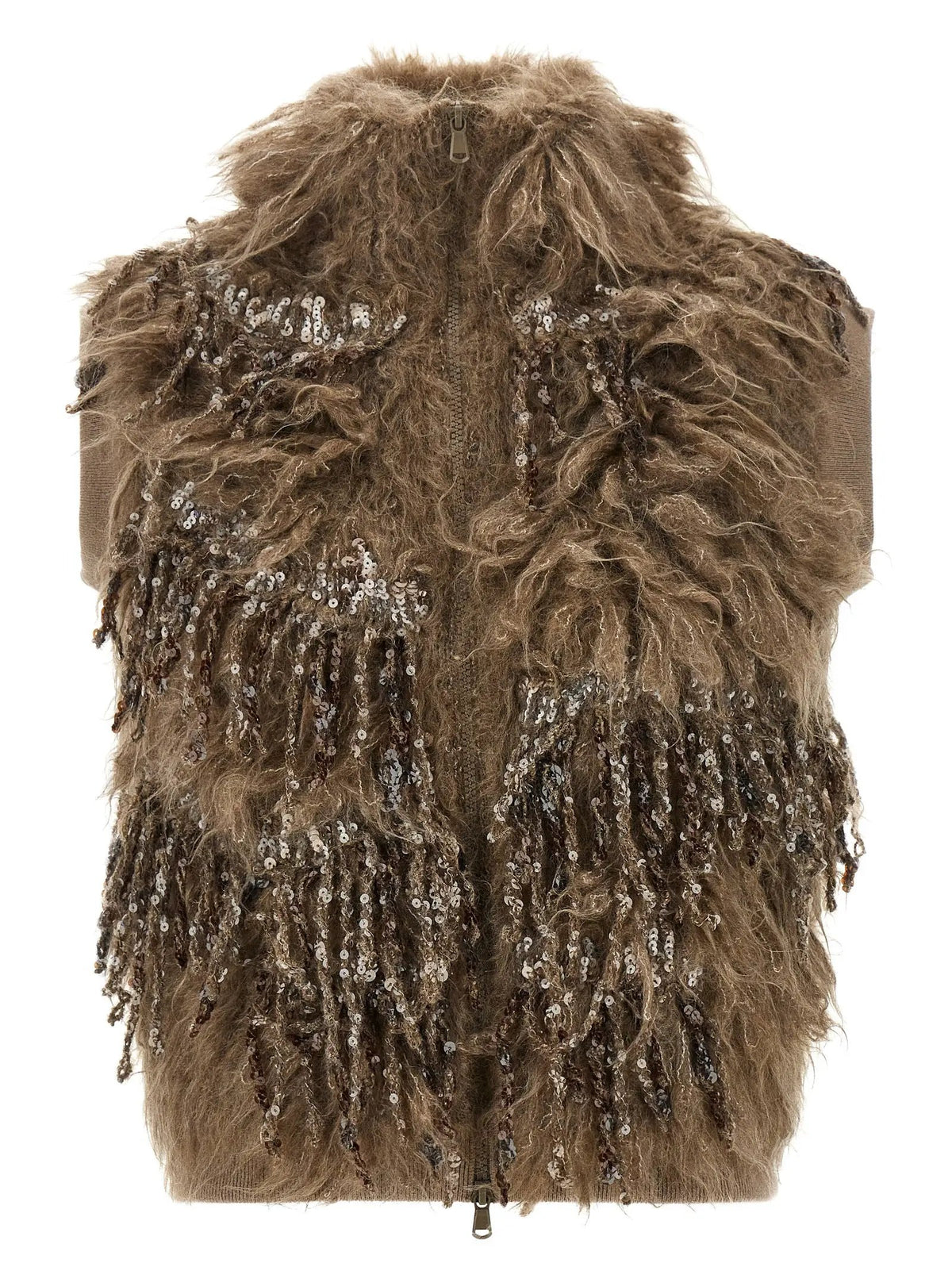 Brunello Cucinelli Brunello Cucinelli Brown Wool Sleeveless Jacket