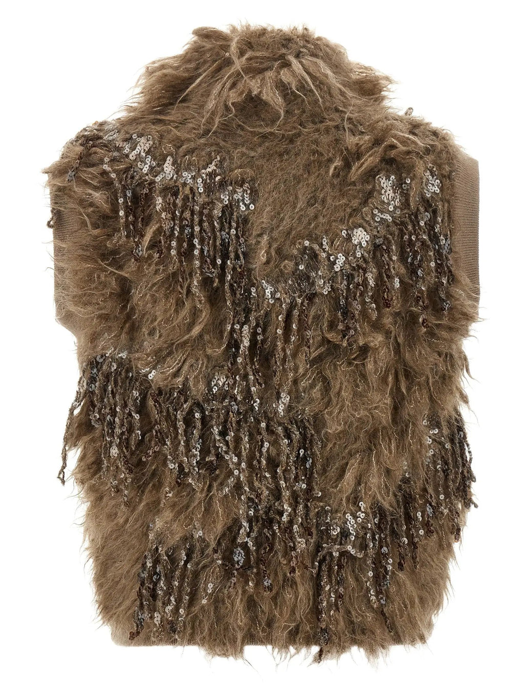 Brunello Cucinelli Brunello Cucinelli Brown Wool Sleeveless Jacket