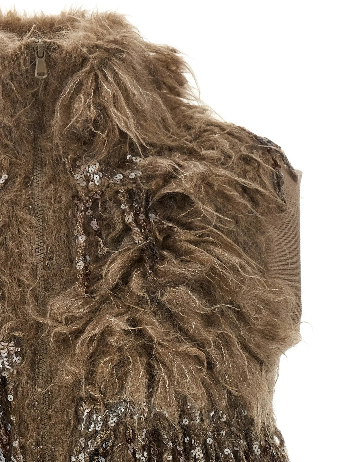 Brunello Cucinelli Brunello Cucinelli Brown Wool Sleeveless Jacket