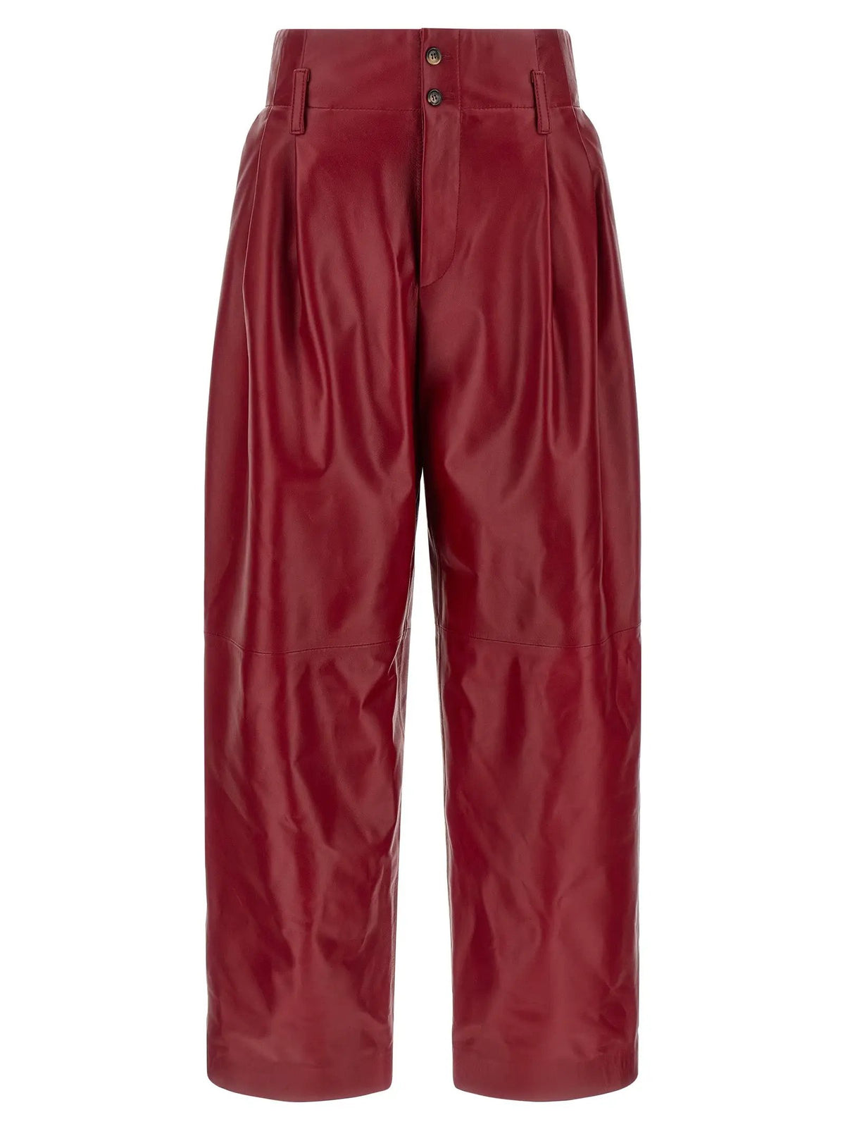 Pantalon en cuir rouge Alberta Ferretti
