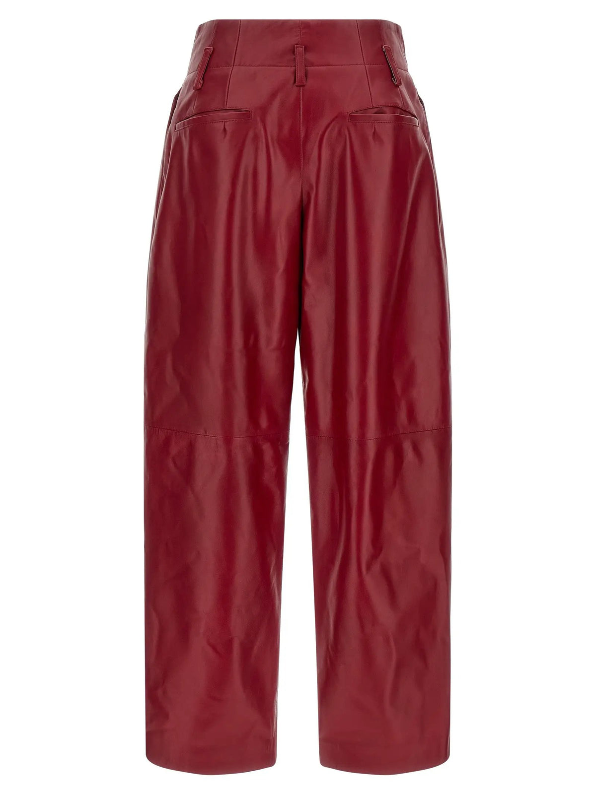 Pantalon en cuir rouge Alberta Ferretti