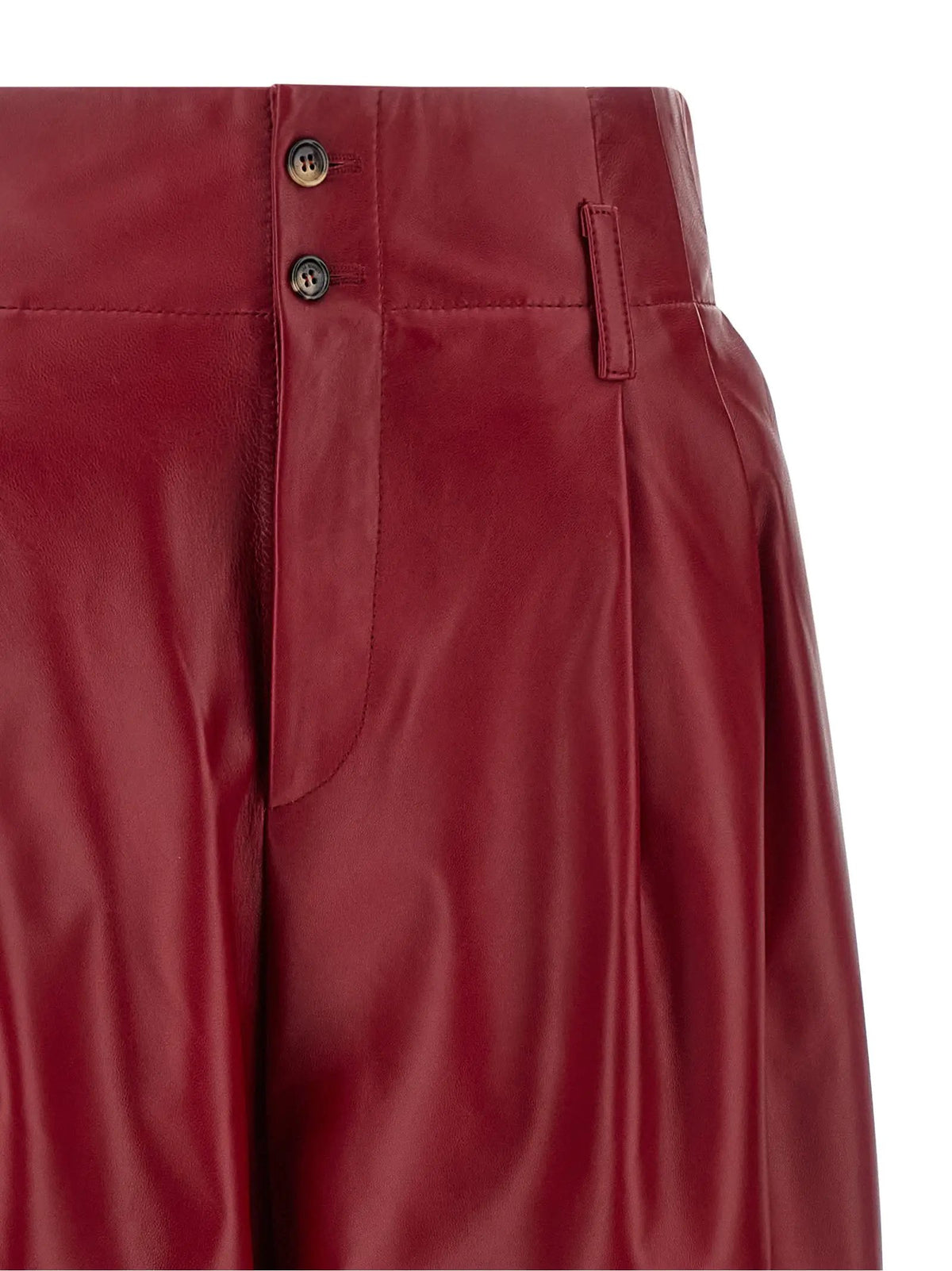 Pantalon en cuir rouge Alberta Ferretti
