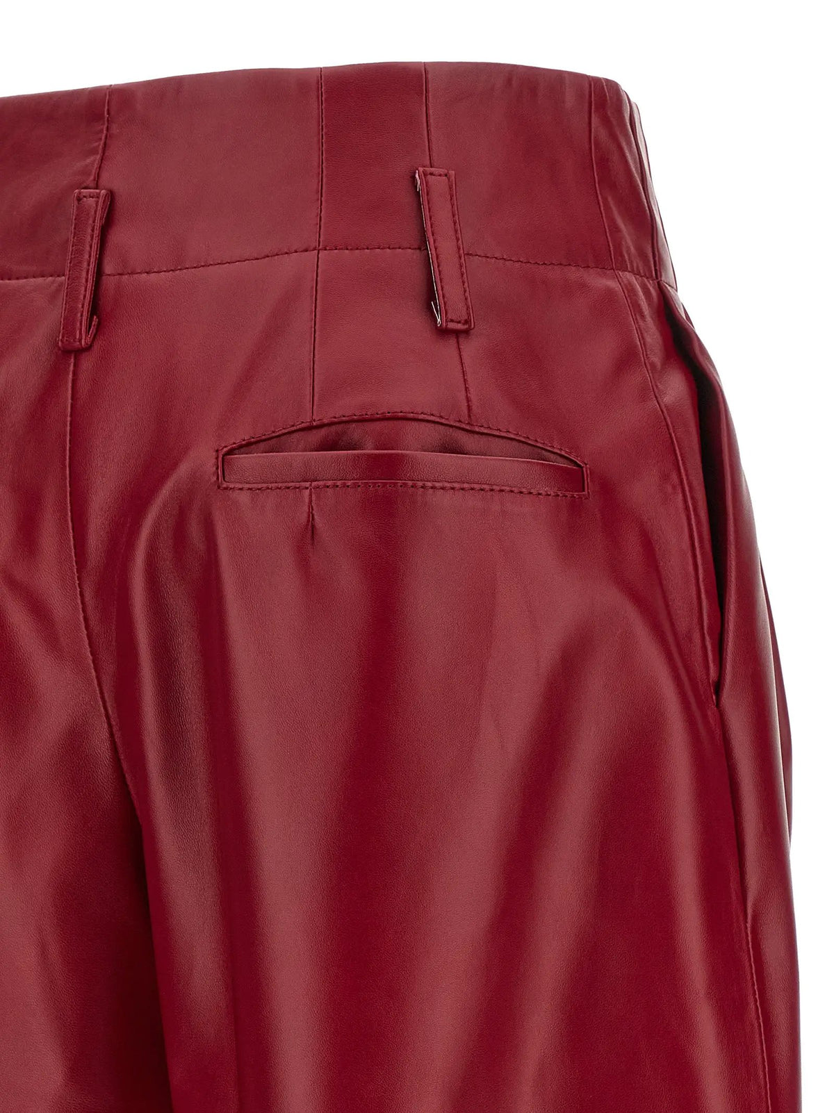 Pantalon en cuir rouge Alberta Ferretti