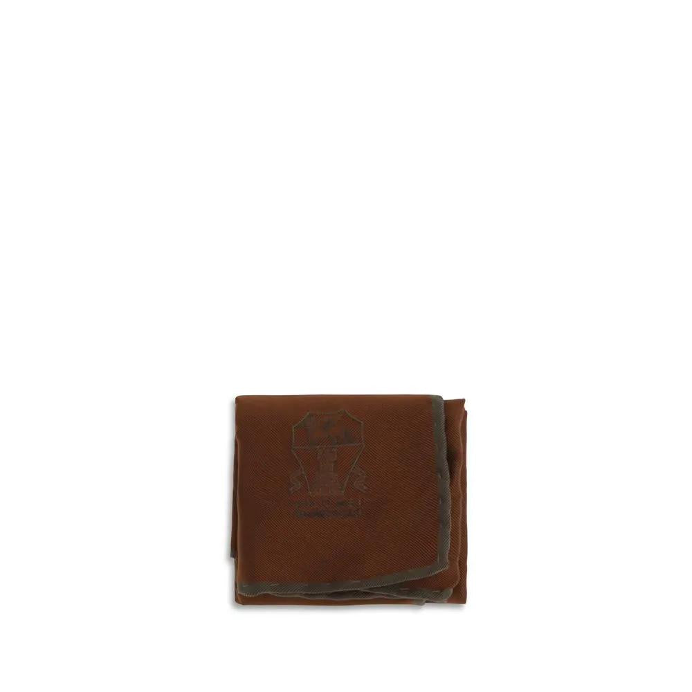Pochette de costume en soie marron Brunello Cucinelli