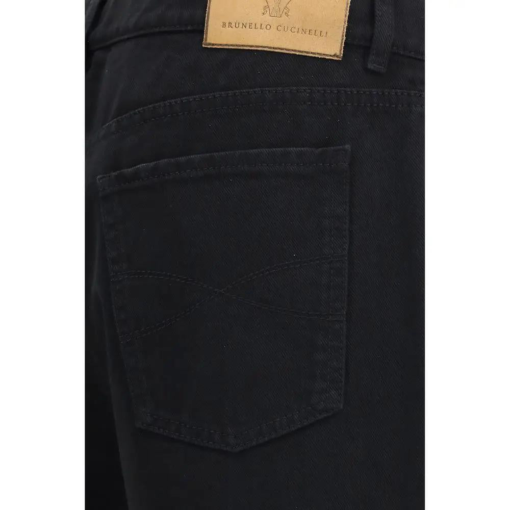 Brunello Cucinelli Brunello Cucinelli Black Cotton High-Waisted Jean