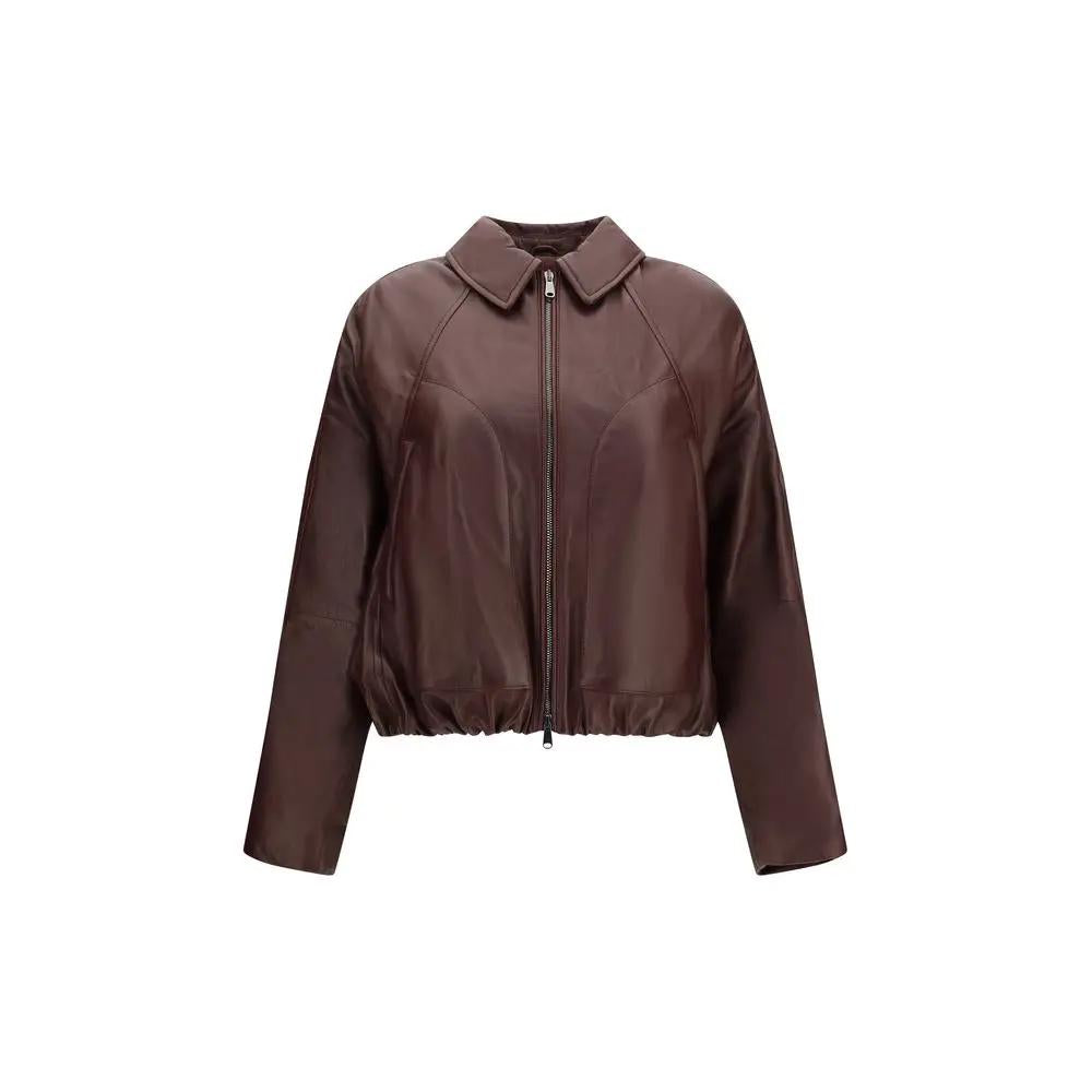 Brunello Cucinelli Brunello Cucinelli Bordeaux Lamb Ovis Aries Leather Jacket