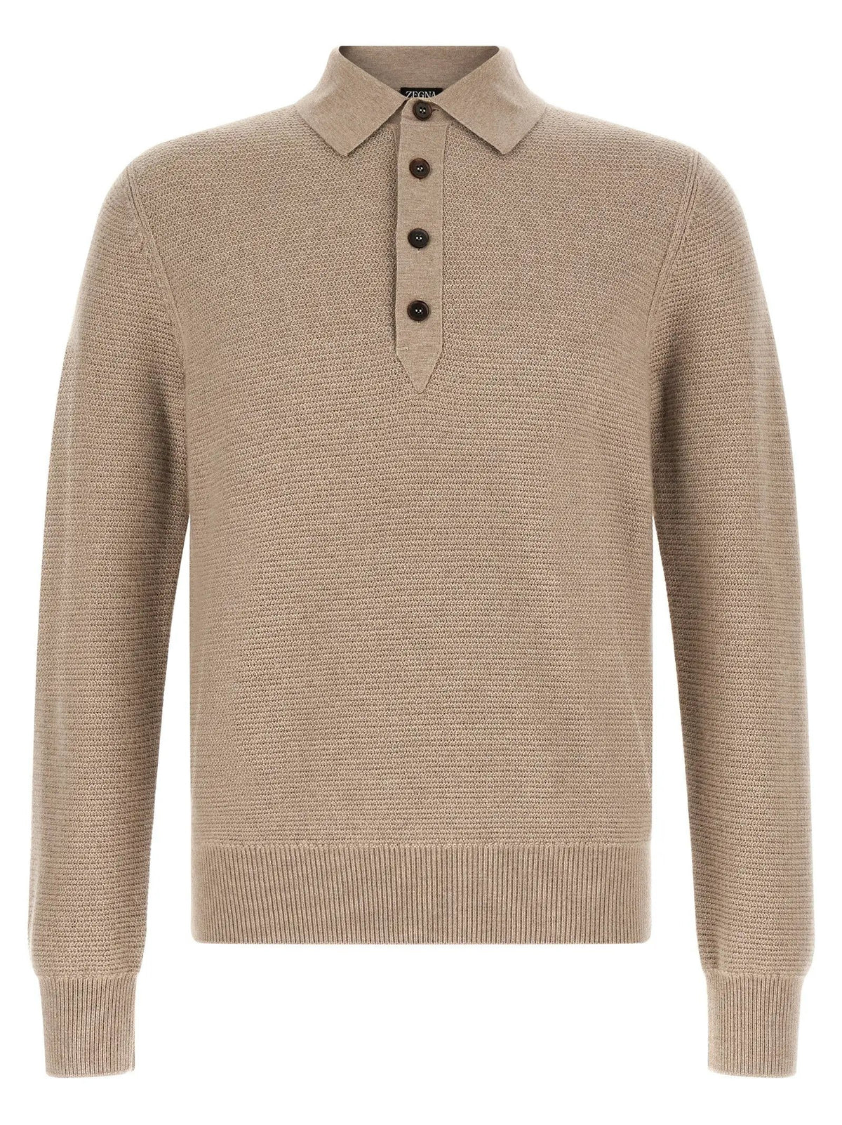 ZEGNA ZEGNA Beige Cashmere Polo Shirt