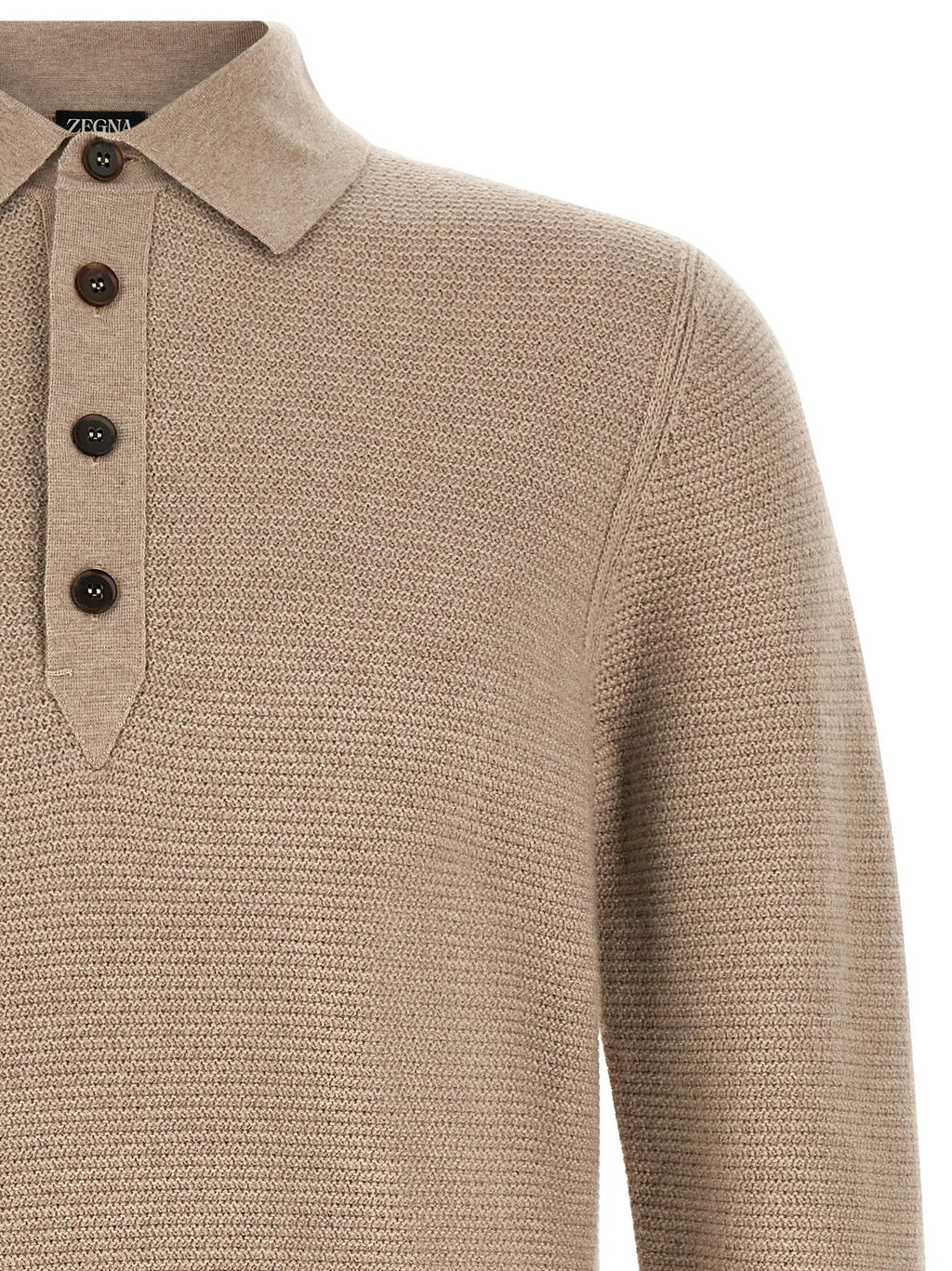 ZEGNA ZEGNA Beige Cashmere Polo Shirt