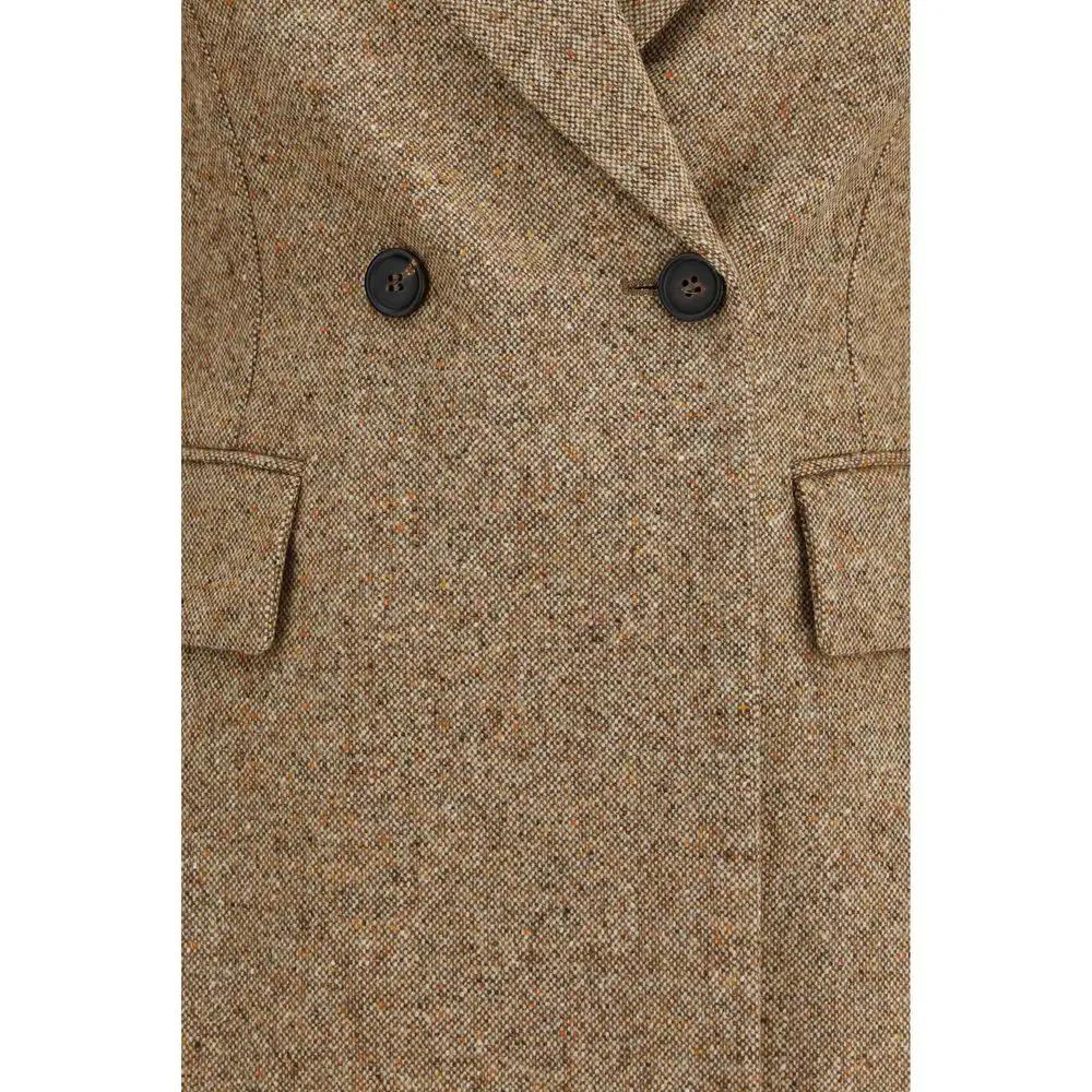 Brunello Cucinelli Brunello Cucinelli Beige Wool Oves Aries Full-Length Jacket