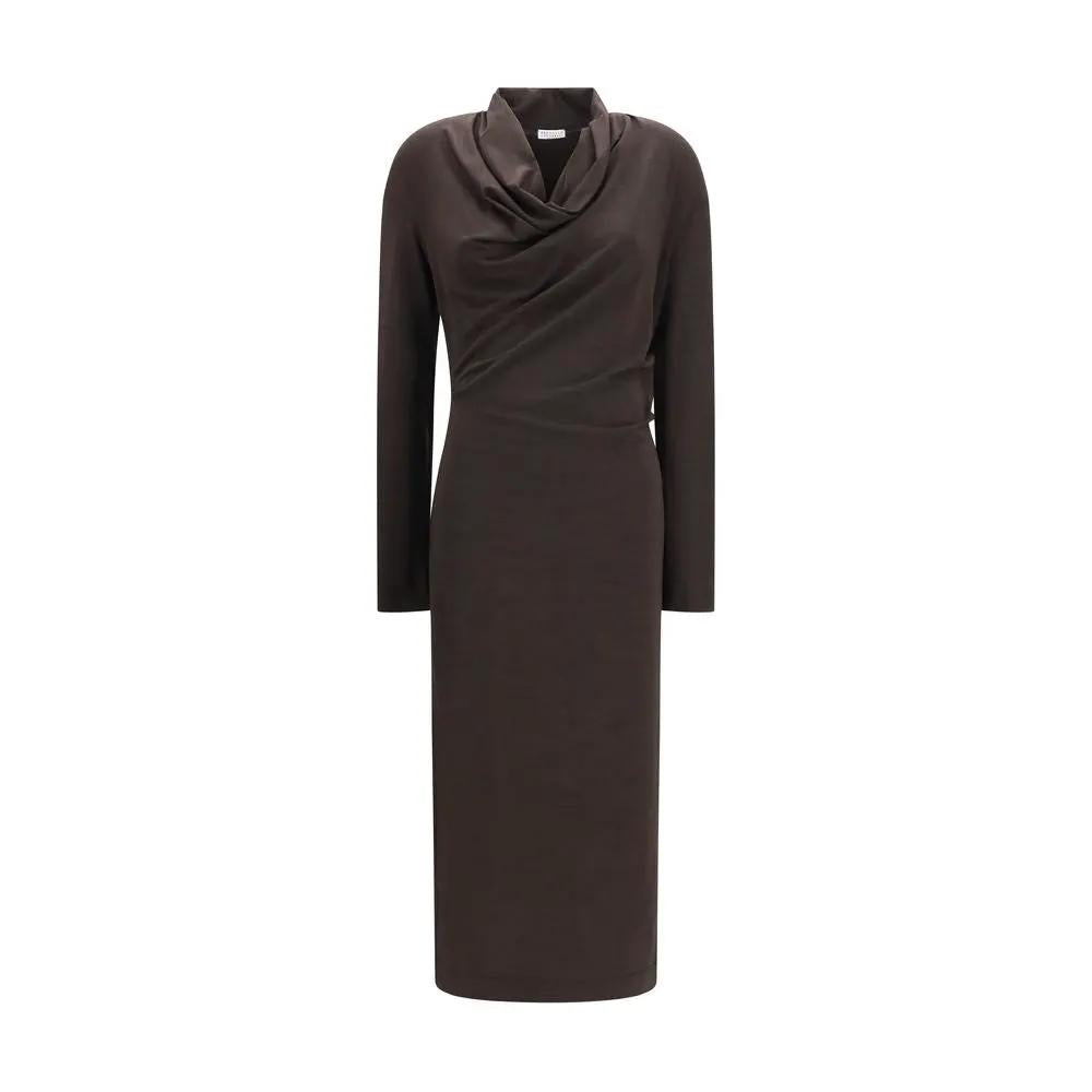 Brunello Cucinelli Brunello Cucinelli Brown Wool Oves Aries Casual Dress